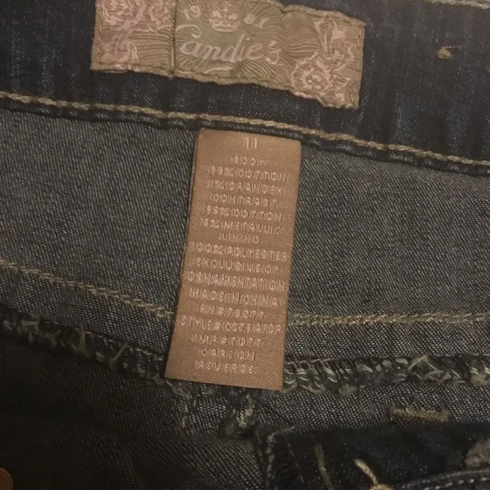 Candies 2000s Denim and Dark Wash Brown Striped Ruffle Y2K Tier Midi Skirt 11